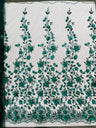 Princess Glitter 3D Floral Design Lace Polyester Fabric - Double Scallop, Mesh Lace, 54" Width (1 Yard)