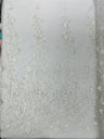 Princess Glitter 3D Floral Design Lace Polyester Fabric - Double Scallop, Mesh Lace, 54" Width (1 Yard)