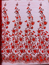 Princess Glitter 3D Floral Design Lace Polyester Fabric - Double Scallop, Mesh Lace, 54" Width (1 Yard)