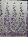 Princess Glitter 3D Floral Design Lace Polyester Fabric - Double Scallop, Mesh Lace, 54" Width (1 Yard)