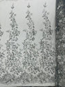 Princess Glitter 3D Floral Design Lace Polyester Fabric - Double Scallop, Mesh Lace, 54" Width (1 Yard)