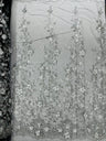 Princess Glitter 3D Floral Design Lace Polyester Fabric - Double Scallop, Mesh Lace, 54" Width (1 Yard)