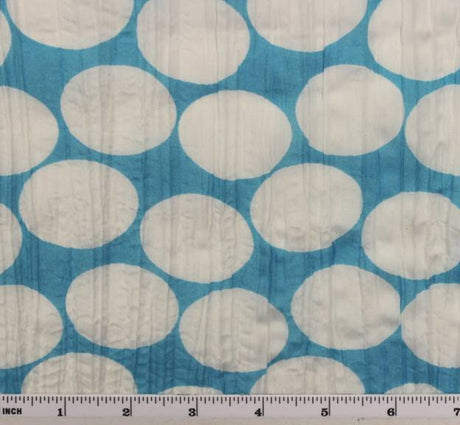 Crinkled Voile Dot Print 100 Percent Polyester Fabric - Blue/White Dot Print, 48/50" Width (1 Yard)