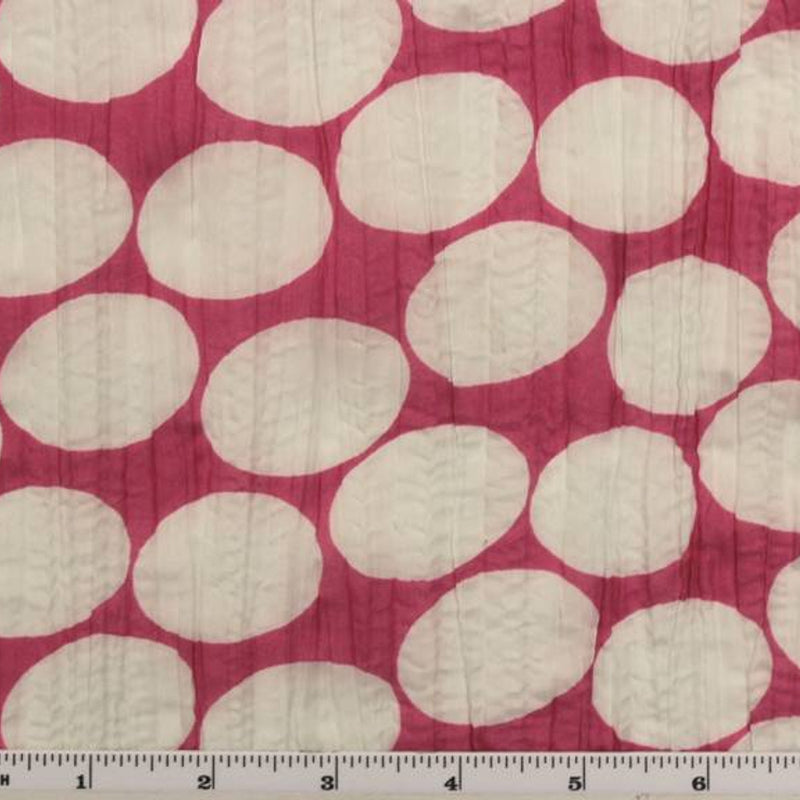 1 Yard Crinkled Voile Dot Print Fuschia/White Fabric, 48/50"  Wide 100% Polyester