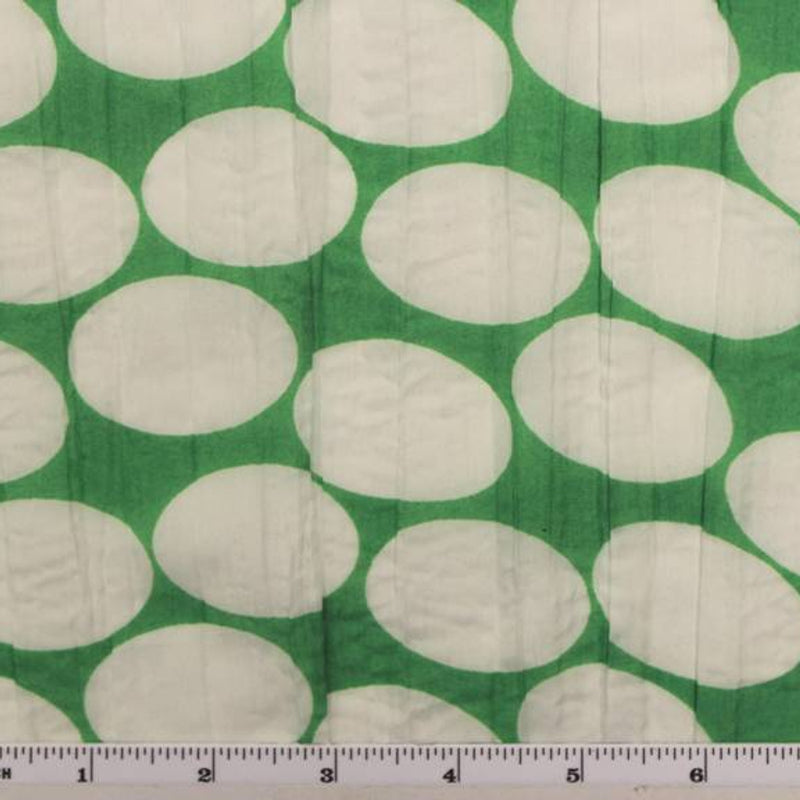 1 Yard Crinkled Voile Dot Print Green/White Fabric, 48/50"  Wide 100% Polyester