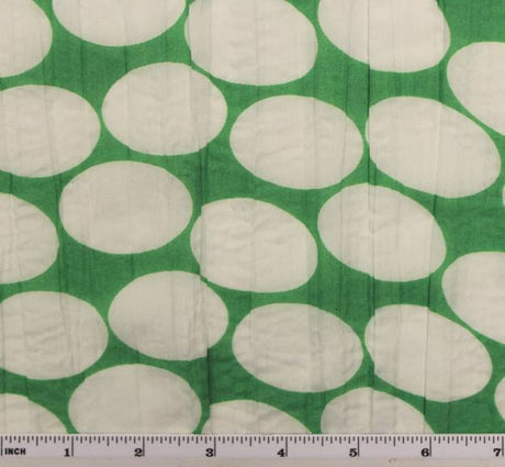 Crinkled Voile Dot Print 100 Percent Polyester Fabric - Green/White Dot Print, 48/50" Width (1 Yard)