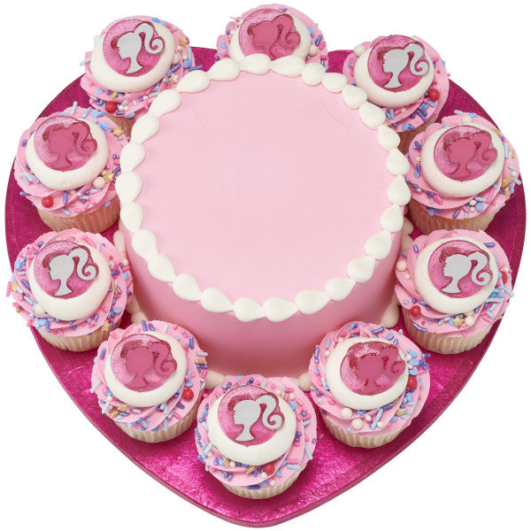 12" Heart Pink Foil Cake Board Drum perfect for Valentines Day