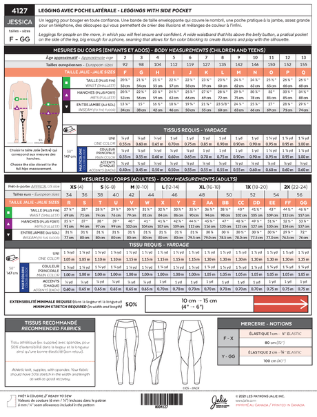 Sewing Pattern Jessica Leggings with Side Pocket by Jalie