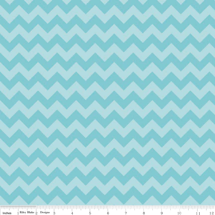 Cotton Lycra Knit Small Chevron Aqua Tonal 27" Remnant
