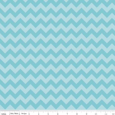 Cotton Lycra Knit Small Chevron Aqua Tonal 27" Remnant