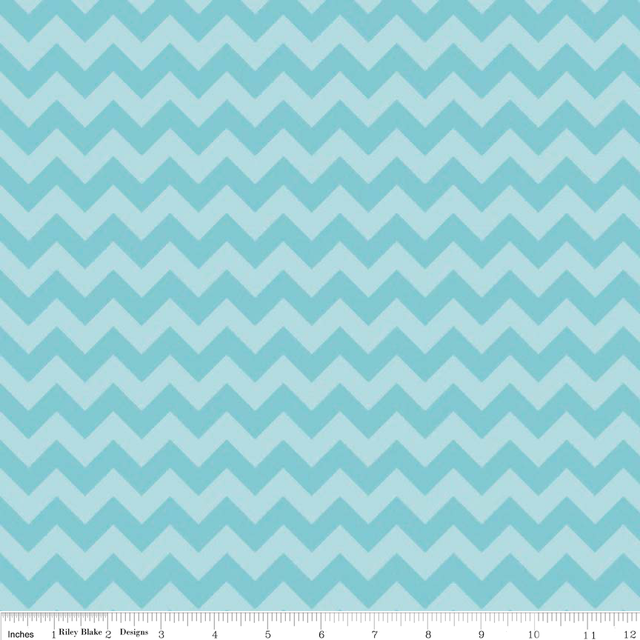 Cotton Lycra Knit Small Chevron Aqua Tonal 27" Remnant
