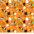 Cotton Lycra Knit Ghouls and Goodies Orange