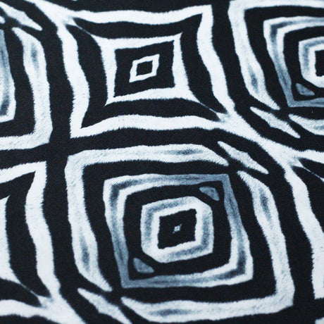 Psychedelic Fur Polyester Spandex Fabric - Black And White Tribal Print, 58/60" Width (1 Yard)