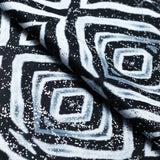 Psychedelic Fur Polyester Spandex Fabric - Black And White Tribal Print, 58/60" Width (1 Yard)