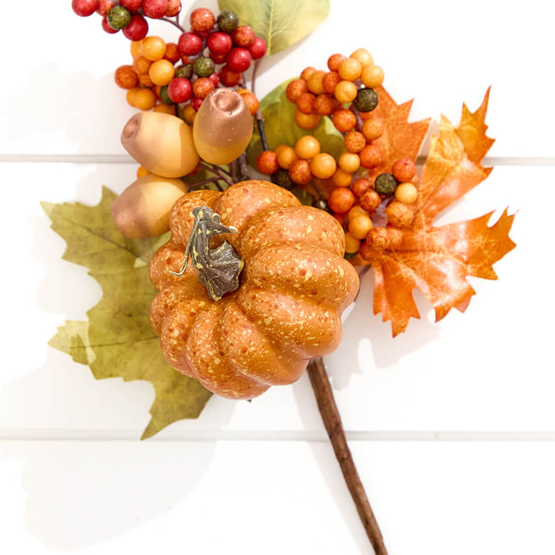 13" Pumpkin, Berry & Leaves Pick