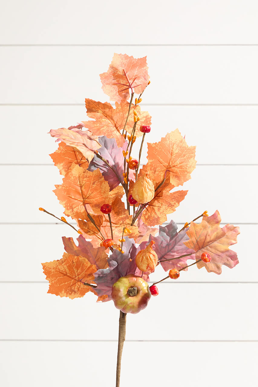 28" Fall Leaves Pumpkin Spray