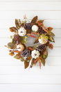 24" Pumpkin Leaves Berry Wreath