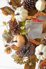 24" Pumpkin Leaves Berry Wreath