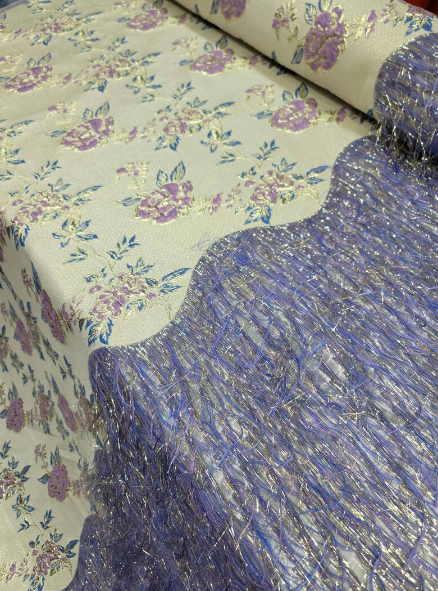 Metallic Brocade Jacquard Lavender Gold