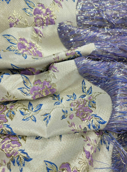 Metallic Brocade Jacquard Lavender Gold