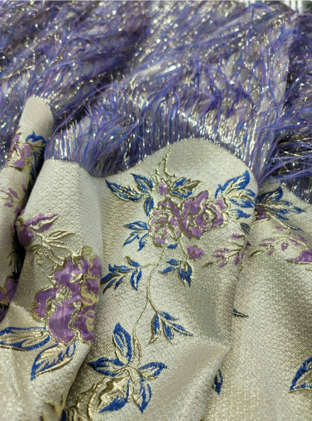 Metallic Brocade Jacquard Lavender Gold