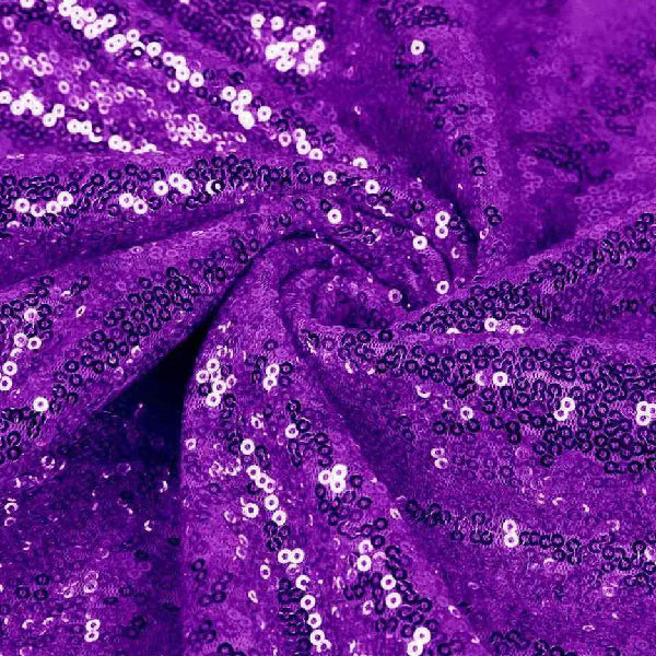 Purple Sequin Glitter Embroidery Fabric - Purple Sequin, By The Yard (1 Yard)