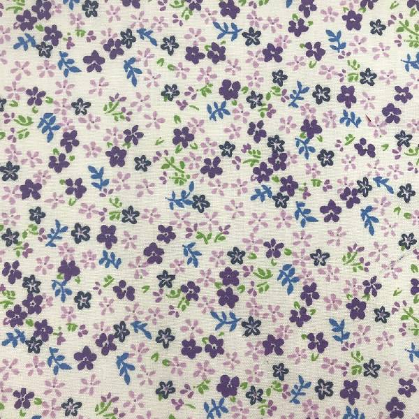 Mini Daisy Floral Poly Cotton Fabric - Fuchsia, Purple, Red, Royal Blue, Mini Daisy Print, 58/60" Width