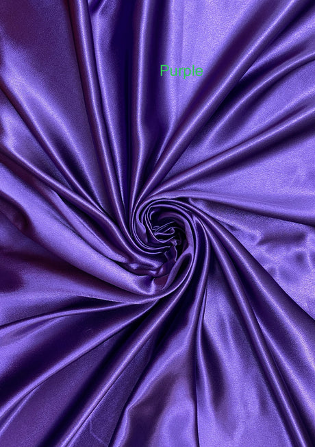 Crepe Satin Polyester Fabric - Purple, 58" Width (1 Yard)