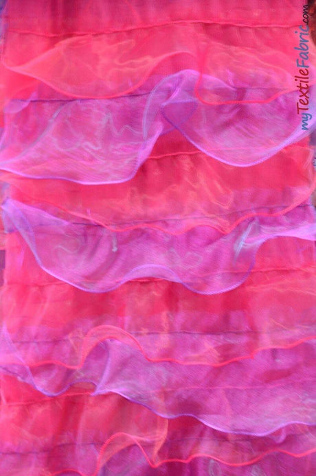 Organza Ruffled Mesh Polyester Fabric - Layered Ruffle Mesh, 57" Wide, Multiple Colors (1 Yard)