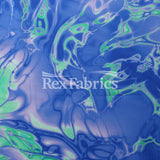 Vapor Wave Polyester Spandex Fabric - Teal, Fuchsia, Purple/Green, Orange Marble Pattern, 58/60" Width (1 Yard)
