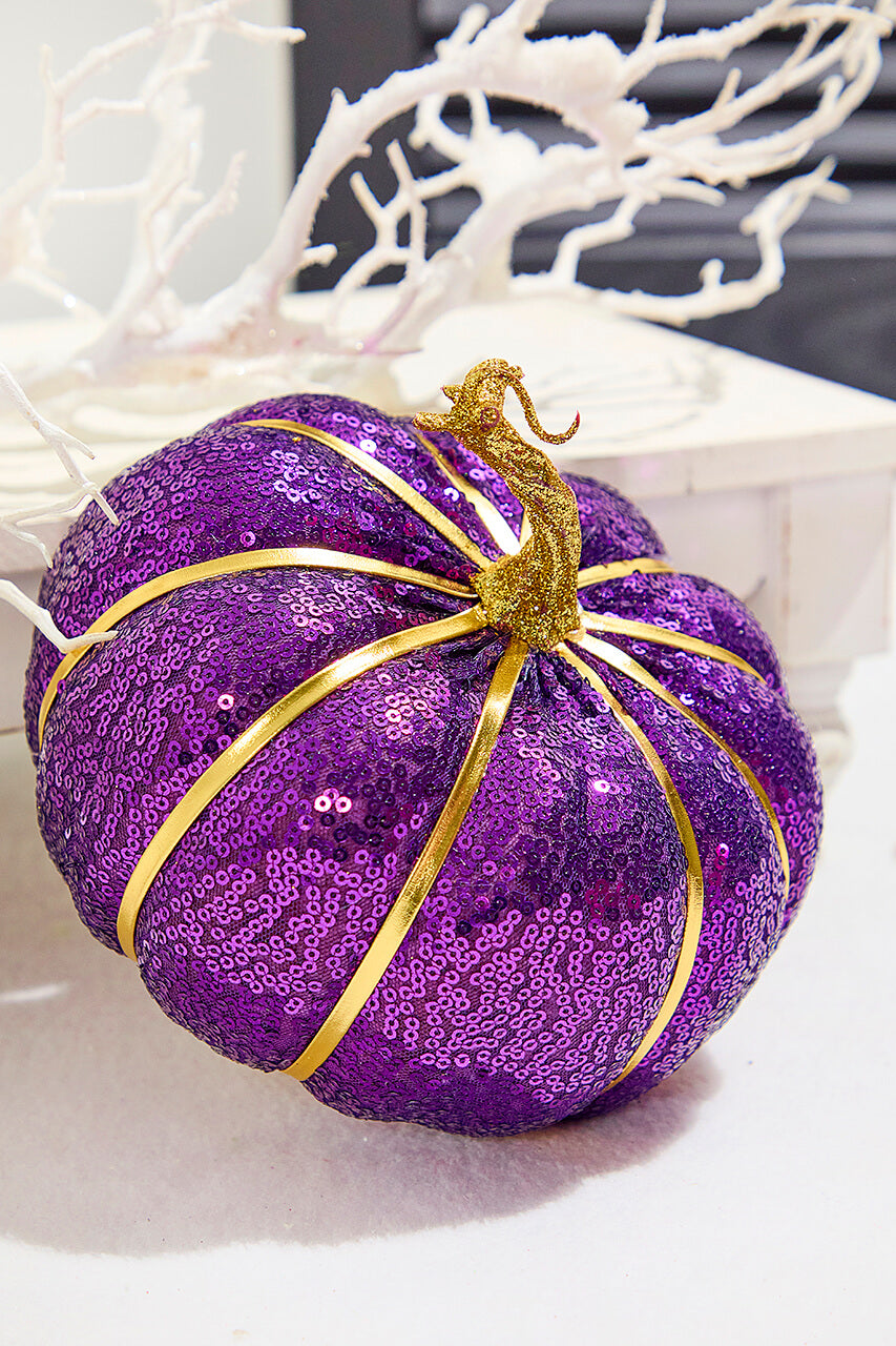 7" Purple Sequin Pumpkin