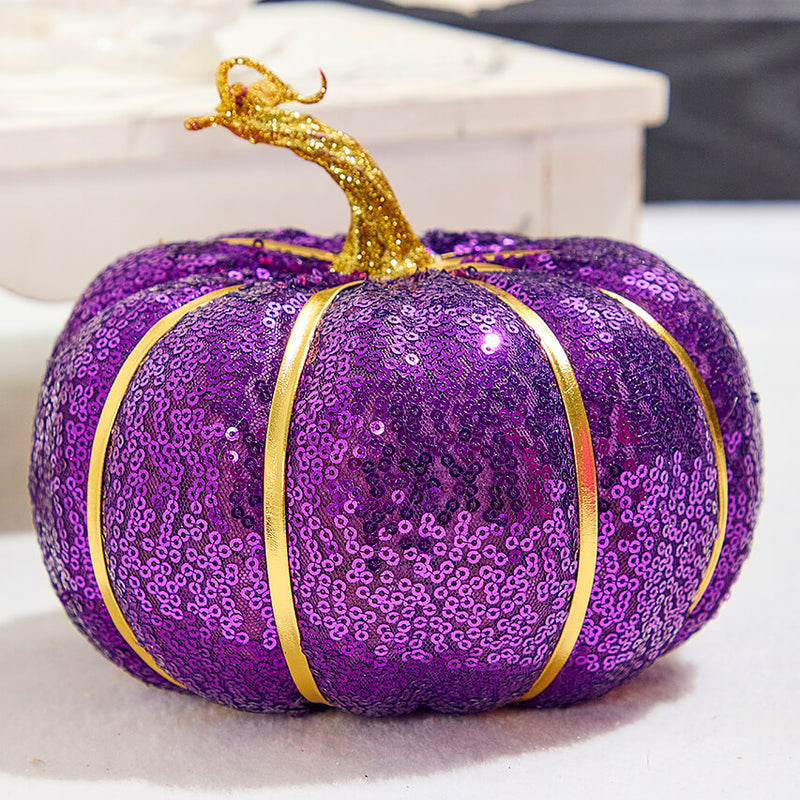 7" Purple Sequin Pumpkin