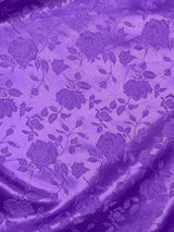 Purple Jacquard Satin Polyester Fabric - Purple Jacquard, Reversible, 58"-60" Width
