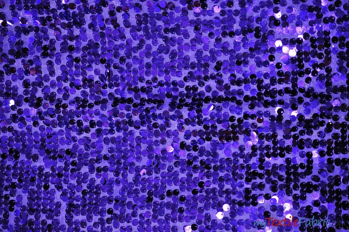 New York Dazzle Polyester Sequins Fabric - 6Mm Sequins, Semi Solid Mesh Sheer Background, 52" Width, Multiple Colors (1 Yard)