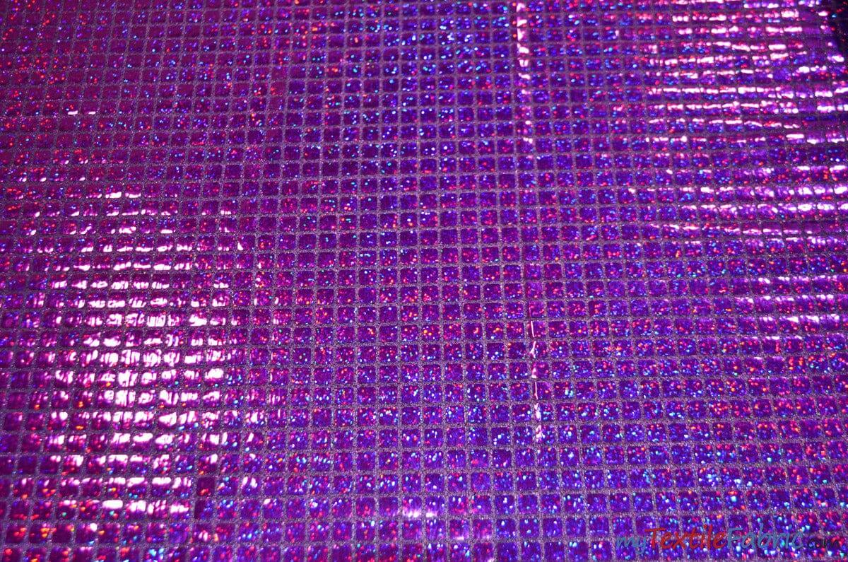 Hologram Quad Sequins Polyester Fabric - Holographic Square Sequins, 40" Width, 7 Colors (1 Yard)