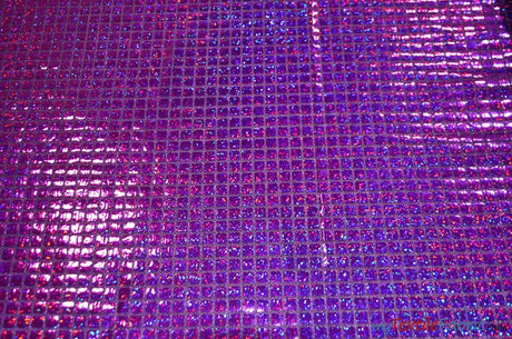 Hologram Quad Sequins Polyester Fabric - Holographic Square Sequins, 40" Width, 7 Colors (1 Yard)