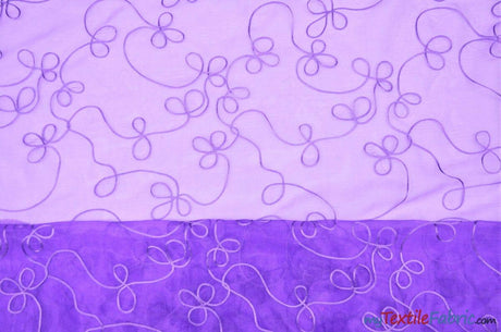 Fantasia Sheer Organza Embroidery Fabric - Embroidered Floral Sheer, 54" Width, Multiple Colors (1 Yard)