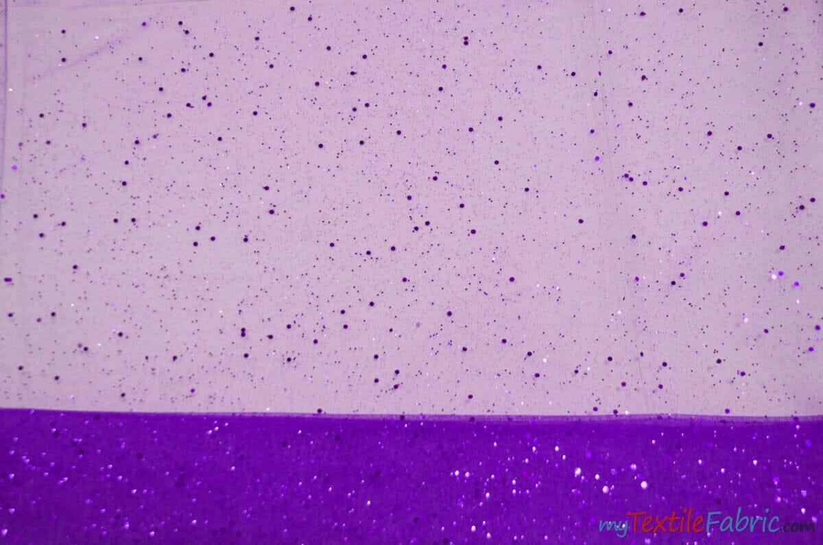Tulle Glitter With Sequins Polyester Fabric - Glitter Embellished Sheer Tulle, Multiple Colors, 58/60" Width (1 Yard)
