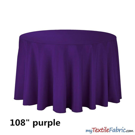 108 Inch Round Polyester Seamless Tablecloth Fabric - Solid Color, 108" Diameter (By Piece)