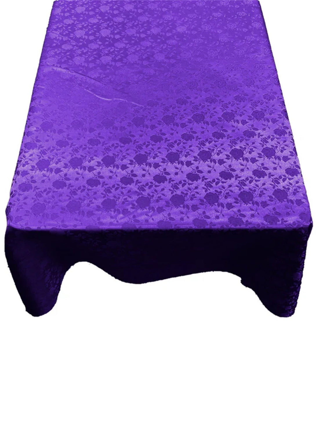 Square Tablecloth Roses Jacquard Satin Fabric - Floral Rose Pattern, 54" X 54" (1 Piece)