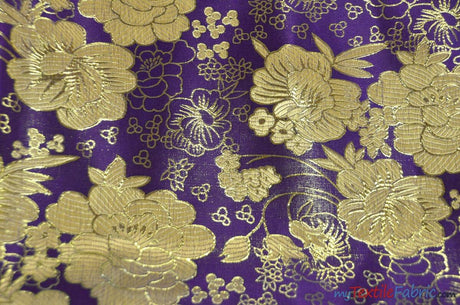 Oriental Metallic Flower Brocade Metallic Brocade Fabric - Metallic Flower, 58" Width (1 Yard)