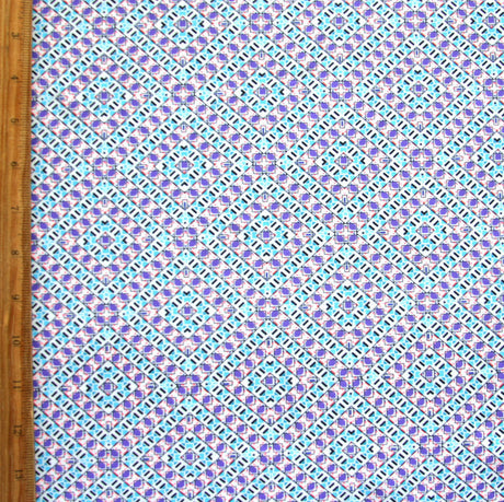Swim Knit Nylon Lycra Purple Aqua Fluorescent Orange Squares