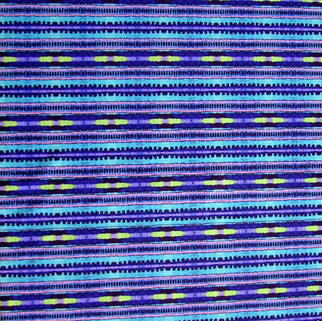 Nylon Lycra Swimsuit Fabric Purple Aqua Lime Abstract Stripe