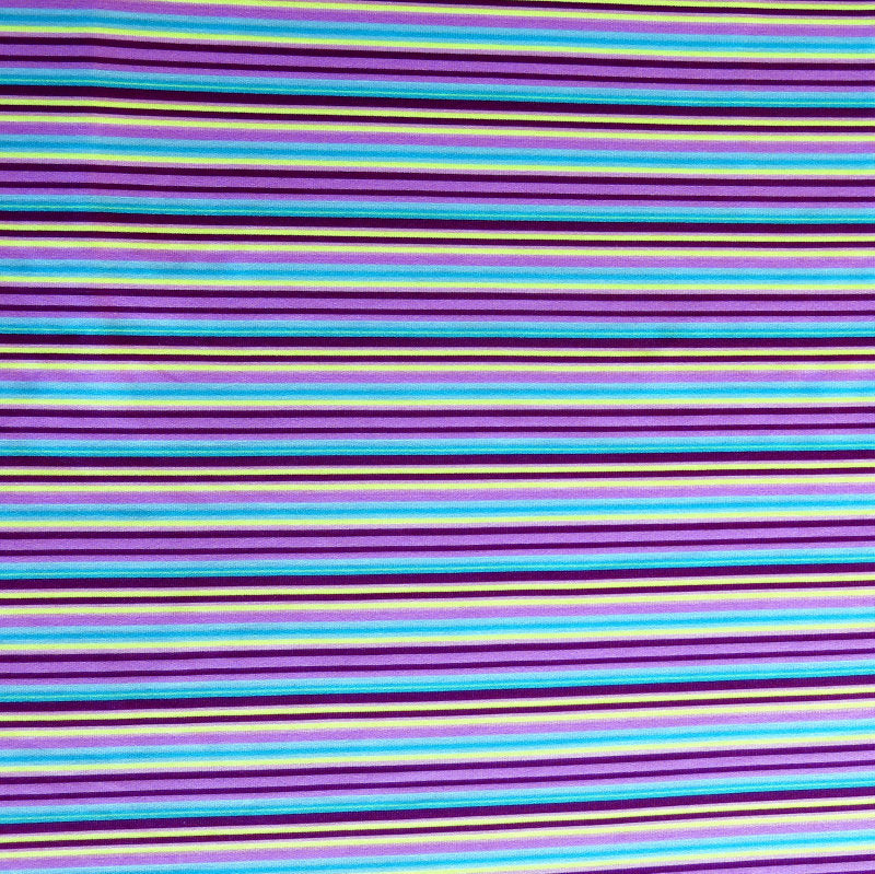 Swim Knit Nylon Spandex Purple Aqua Lime Stripe