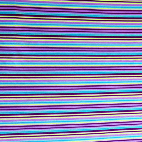 Swim Knit Nylon Spandex Purple Aqua Lime Stripe