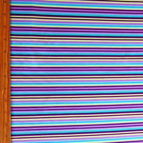 Swim Knit Nylon Spandex Purple Aqua Lime Stripe