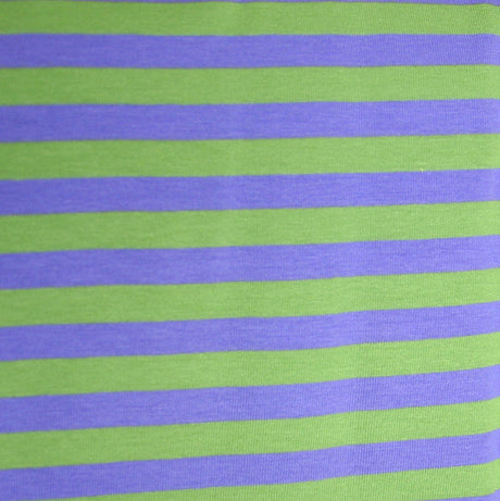 Cotton Lycra Knit Fabric Light Purple and Lime 3/8" Stripe