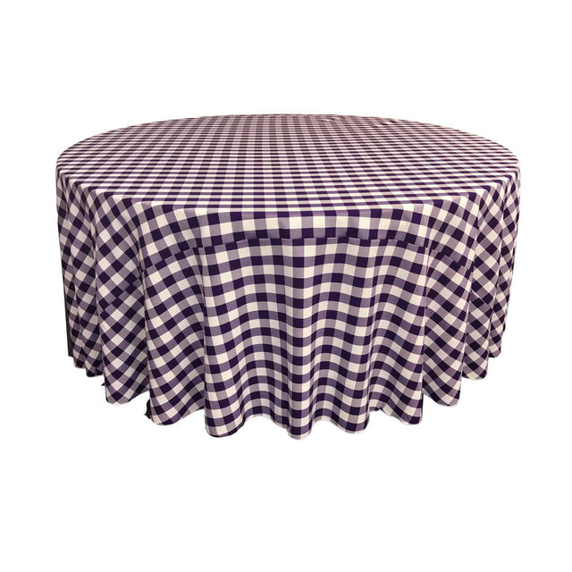 Purple Polyester Checkered Round 108″