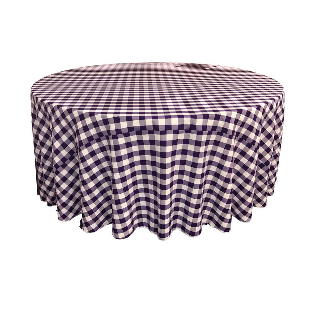 Purple Polyester Checkered Round 132″