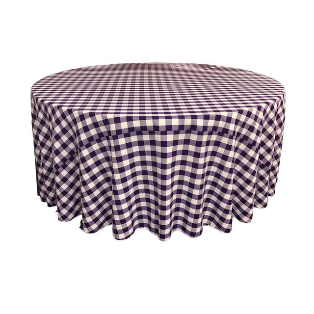 Purple Polyester Checkered Round 132″
